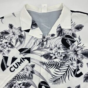Cummins Button Up Shirt Men's XL Black and White Tropical